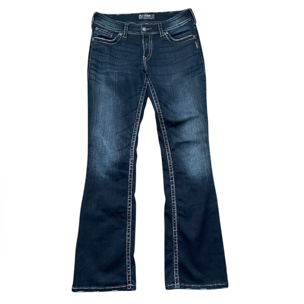 Silver Suki Surplus W30 L34 Bootcut Jeans Dark Indigo Flare Jeans